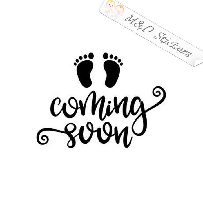 2x Baby coming soon Vinyl Decal Sticker Different colors & size for Cars/Bikes/Windows
