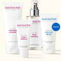 Santaverde cleansing emulsion, toner sensitive, cream medium und aloe vera gel pur als Produktgruppe