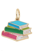 Books Charm – Multicolor Book Stack | Gold Plated