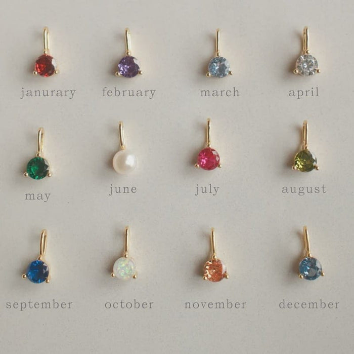FYB Birthstone Charm – Crystal Charm, 18K Gold Plated Sterling Silver