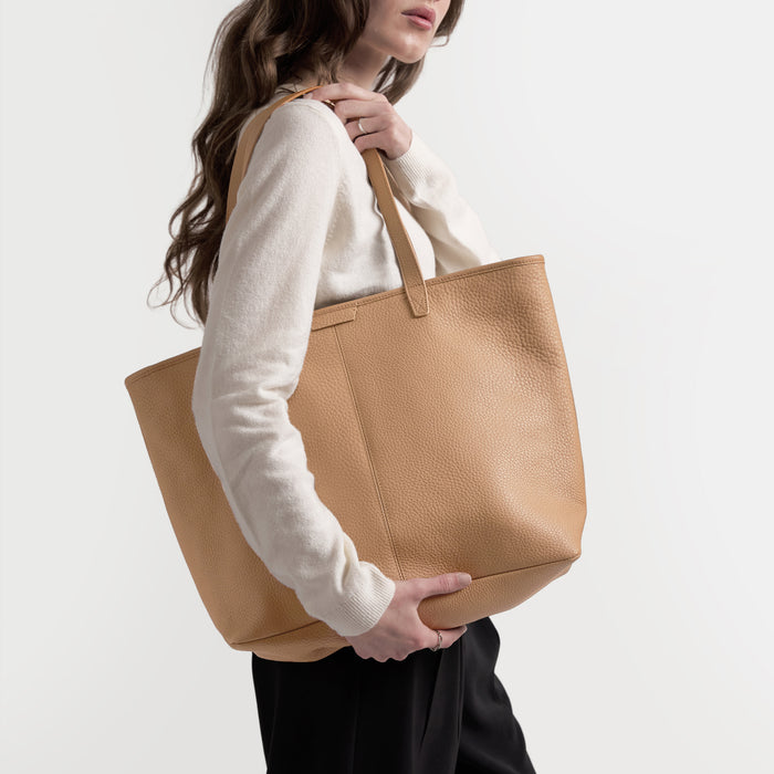Large Zippered Downtown Tote Camel