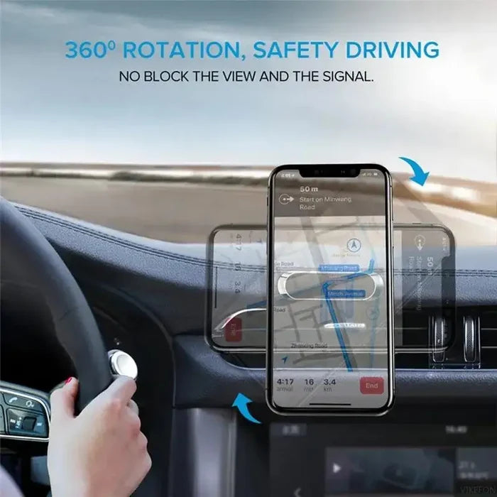 Magnetic car mount in use for navigation