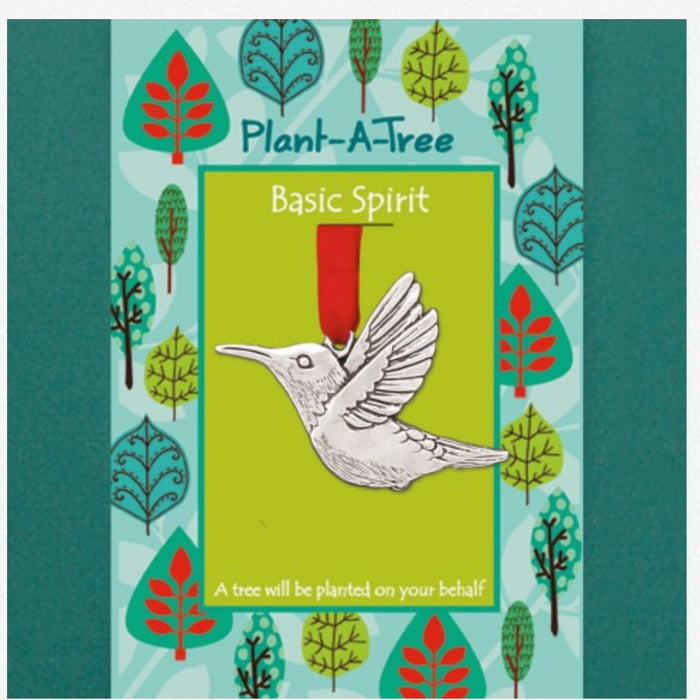 PLANT A TREE- Pewter Ornament- HUMMINGBIRD by Basic Spirit