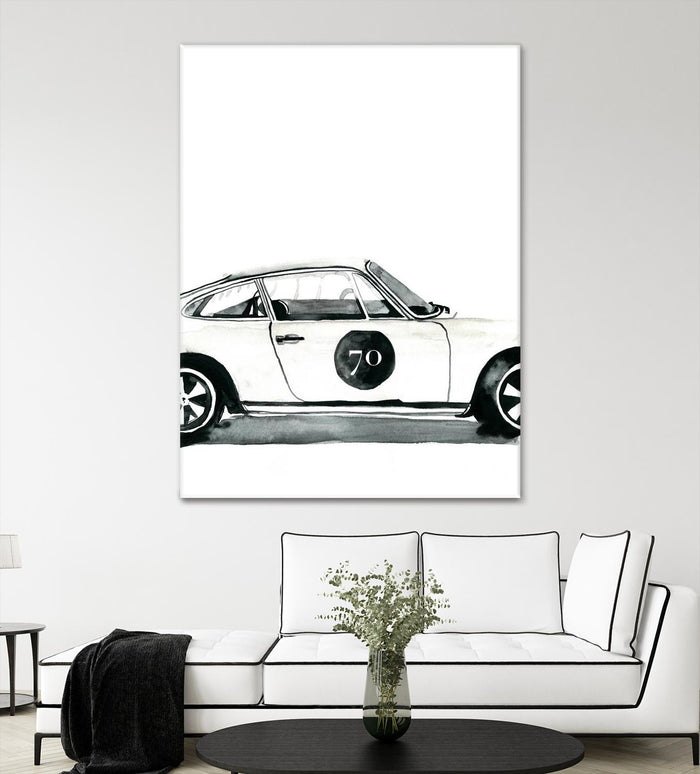 Porsche by Mercedes Lopez Charro on GIANT ART - white watercolor automobile