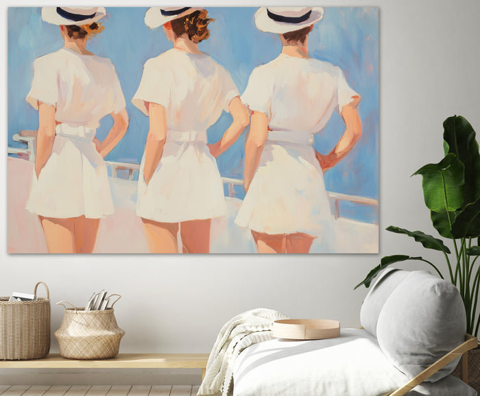 Retro Three Sailors by Melloi Art Prints on GIANT ART - woman paintings woman