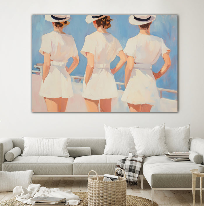 Retro Three Sailors by Melloi Art Prints on GIANT ART - woman paintings woman