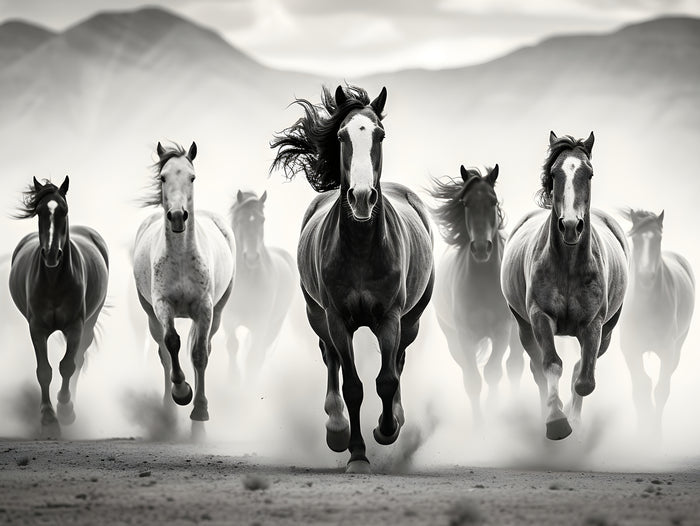 Run by M Studio on GIANT ART - white black and white  horse