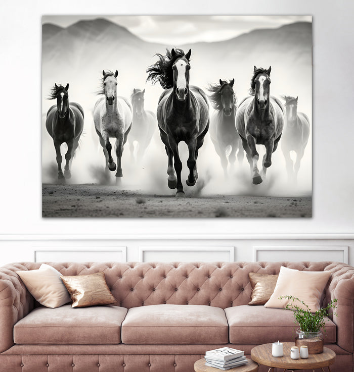 Run by M Studio on GIANT ART - white black and white  horse