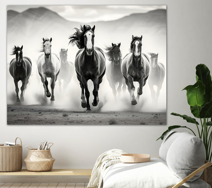 Run by M Studio on GIANT ART - white black and white  horse