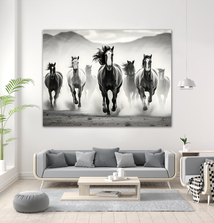 Run by M Studio on GIANT ART - white black and white  horse